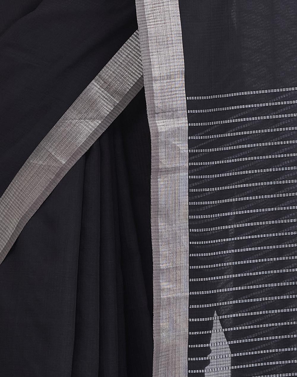 Black Cotton Silk Blend Woven Wonders Jamdani Sari
