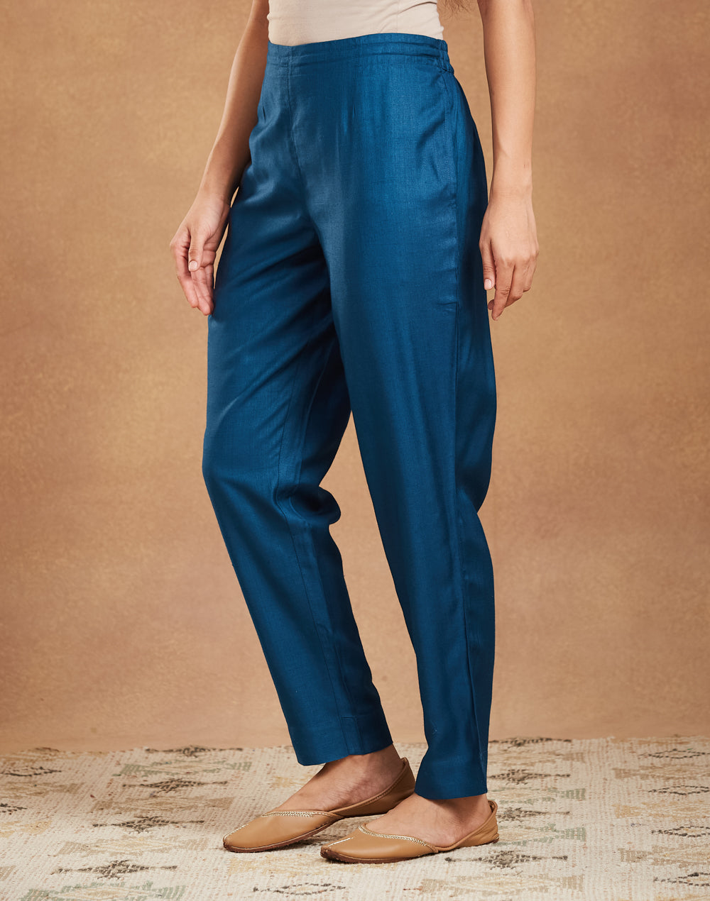 Dark blue Viscose Silk Ethnic Pant