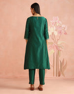 Emerald Cotton Silk Embroidered Long Kurta
