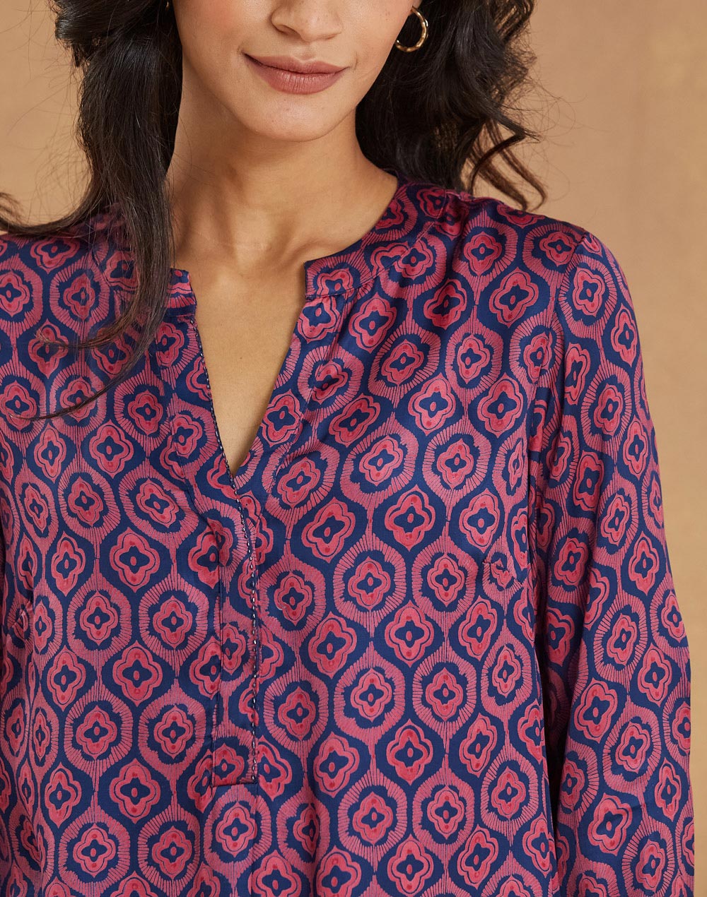 Blue Rayon Blend Tunic