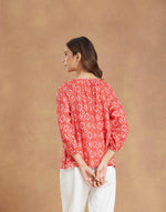 Red Rayon Blend Printed Top