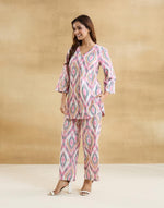 Pink Cotton Ikat Pant & Tunic Set