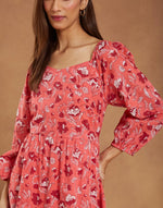 Pink Cotton Printed Maxi