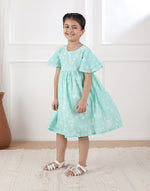 Blue Cotton Hand Block Printed Dress