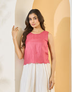 Linen silk fabric detail on the Pink Top