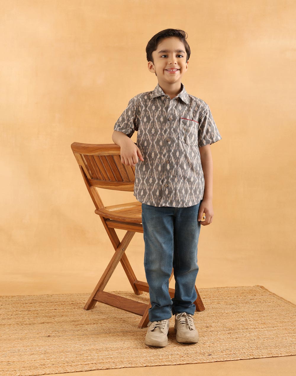 Black Cotton Ikat Shirt