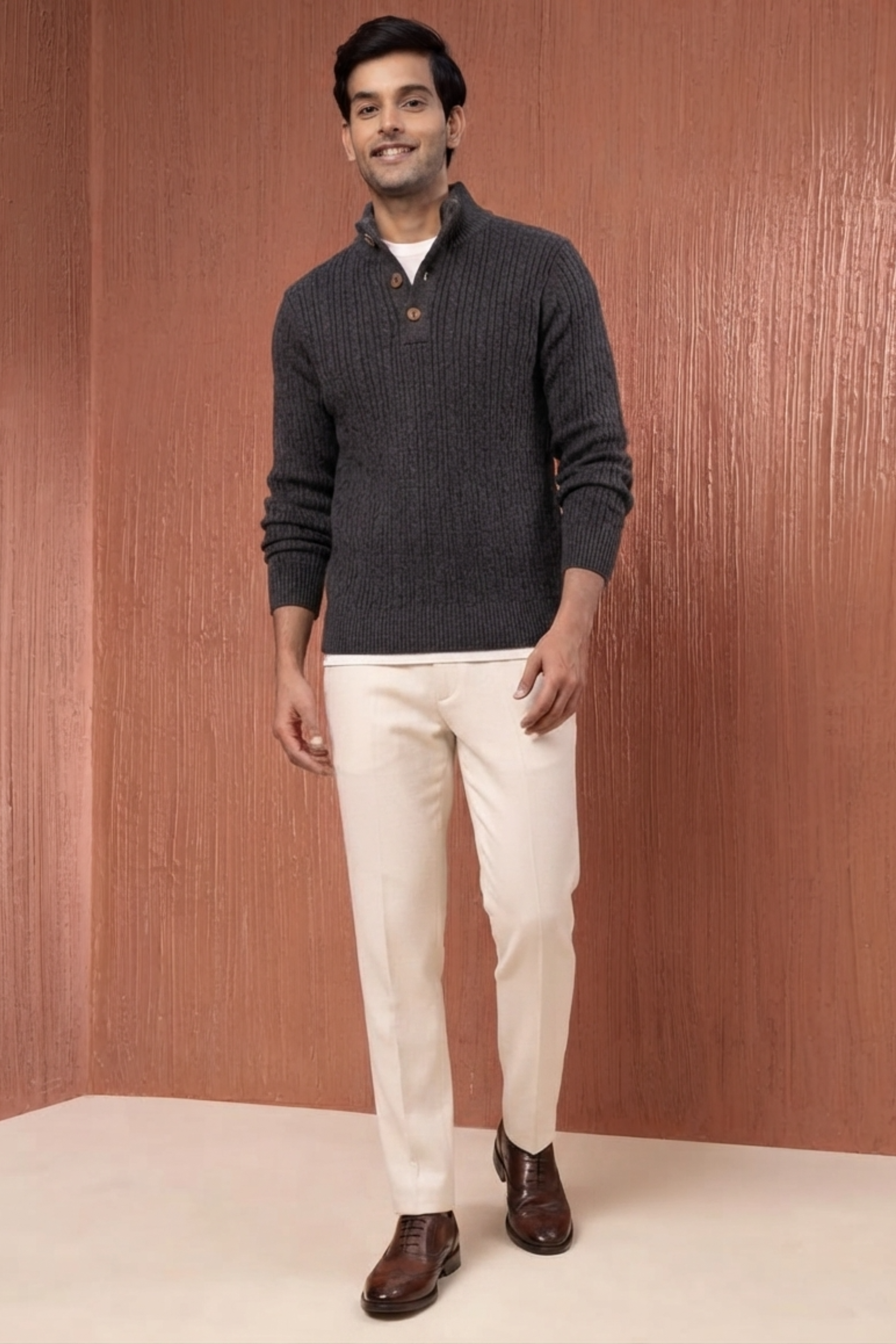 Charcoal Cotton Blend Sweater