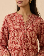 Red Cotton Kalamkari Printed Tunic