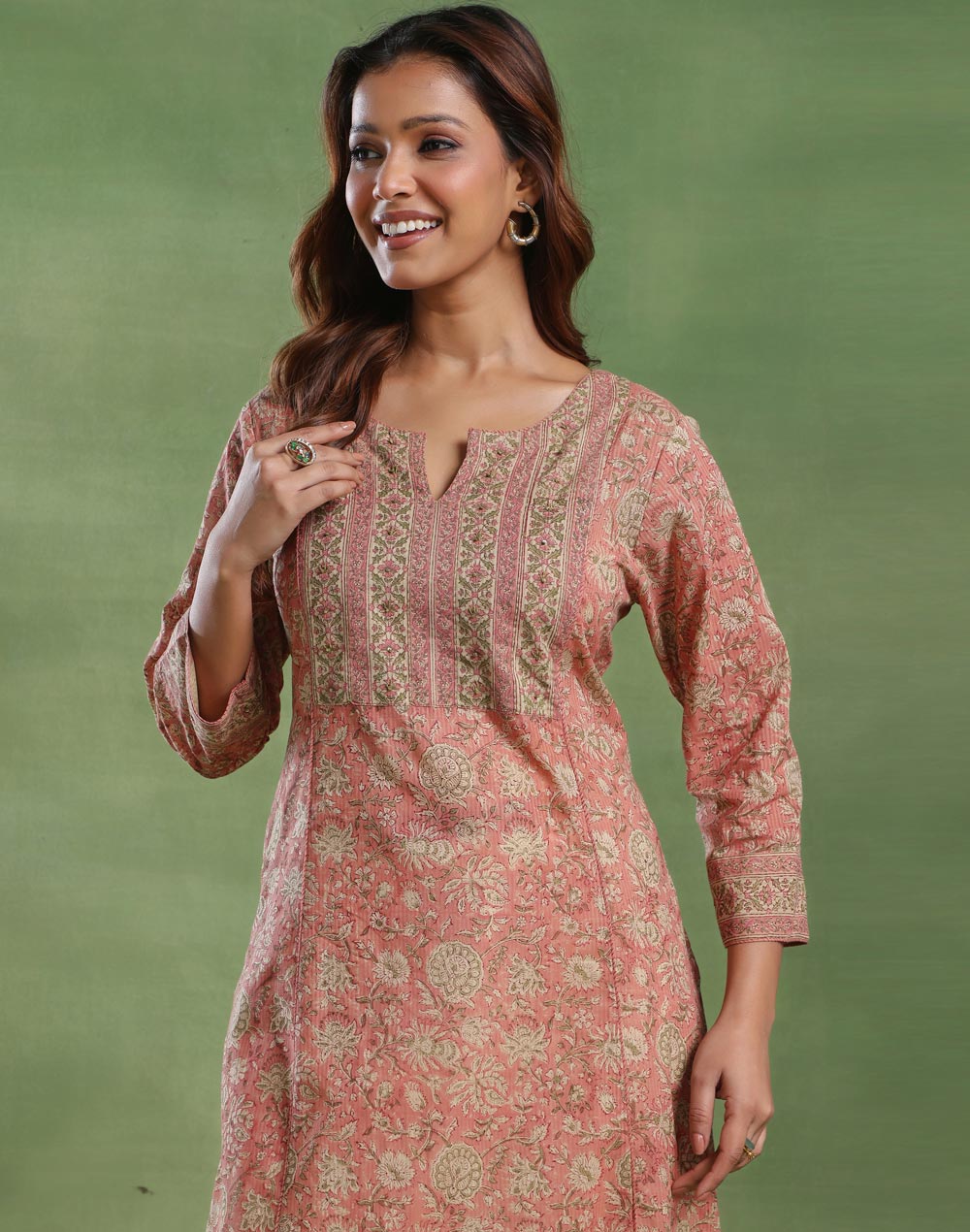 Orange Cotton Long Kurta