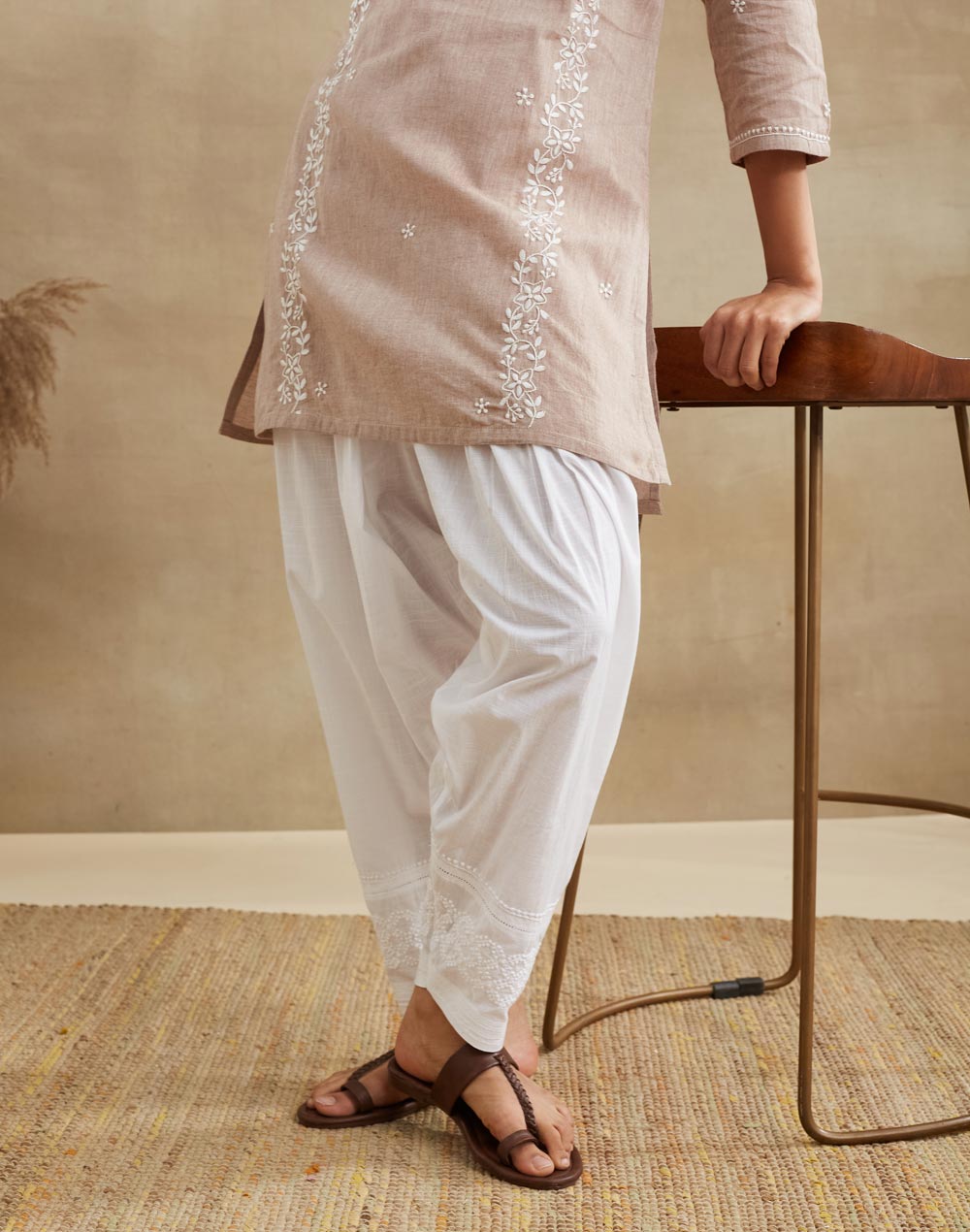 White Cotton Chikankari Salwar