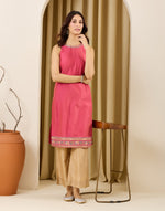 Fuchsia Cotton Silk Embroidered Kurta for Women from Fabindia UK
