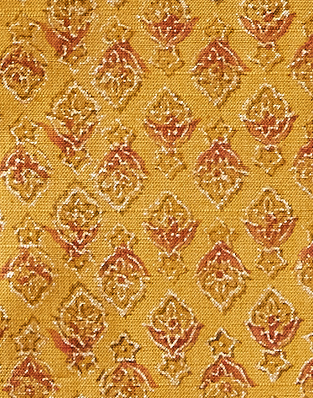 Mustard Viscose Silk Hand Block Printed Slim Fit Short Kurta