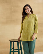 Green Cotton Silk Hand Embroidered Tunic