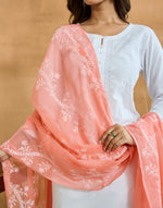 Pink Cotton Silk Blend Chikankari Dupatta