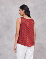 Red Rayon Blend Dabu Slim Fit Top