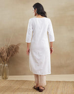 White Cotton Chikankari Long Kurta