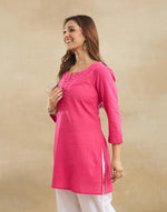 Pink Cotton Short Kurta