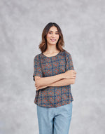 Blue Rayon Blend Ajrakh Printed Arcadian Top