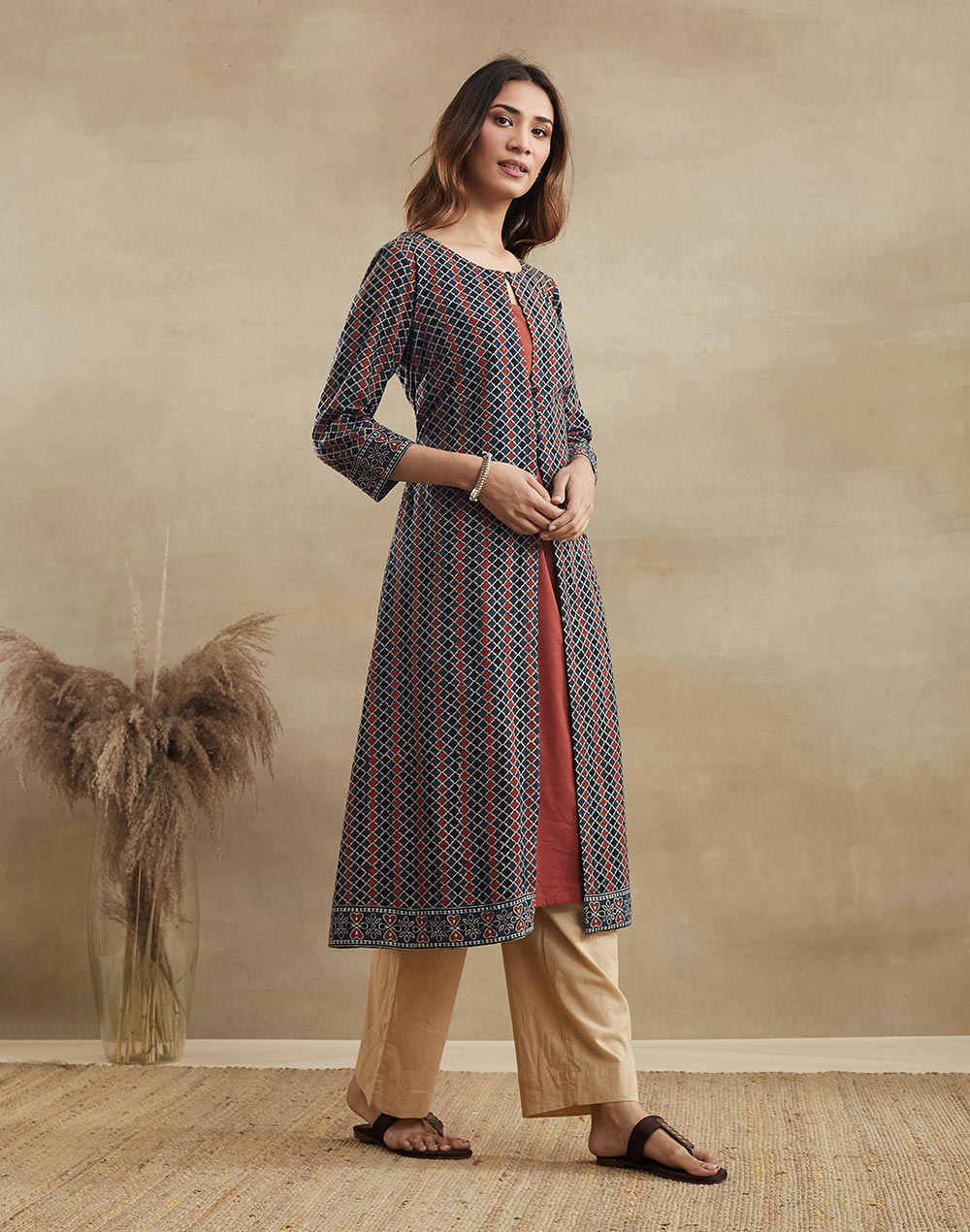 Maroon Cotton Slip & Long Kurta