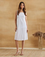 White Cotton Chikankari Peony Ruffle Midi Dress & Lining