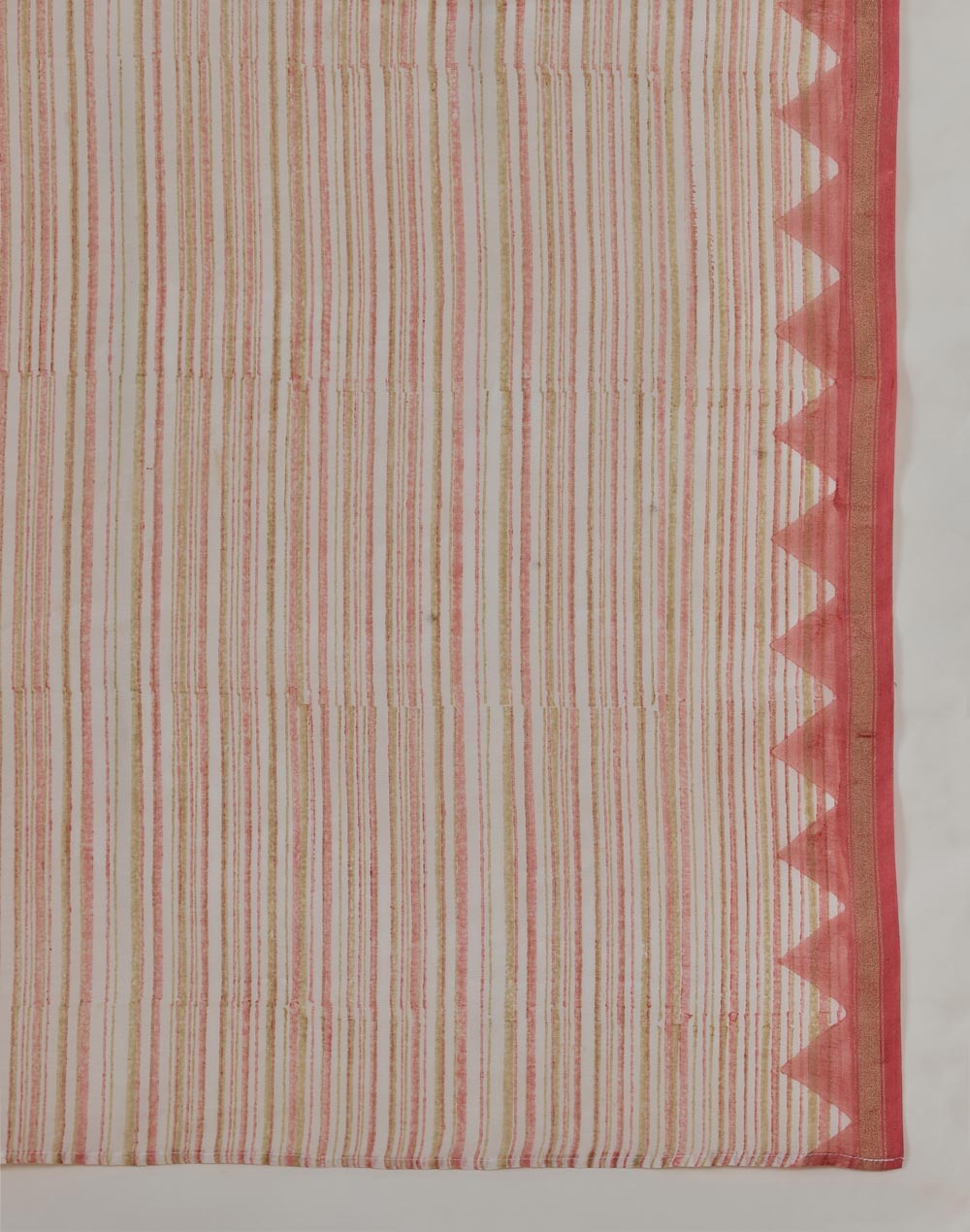 Pink Cotton Silk Hand Block Printed Sari