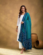 Blue Viscose Blend Bandhani Dupatta