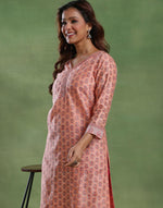 Pink Cotton Silk Long Kurta