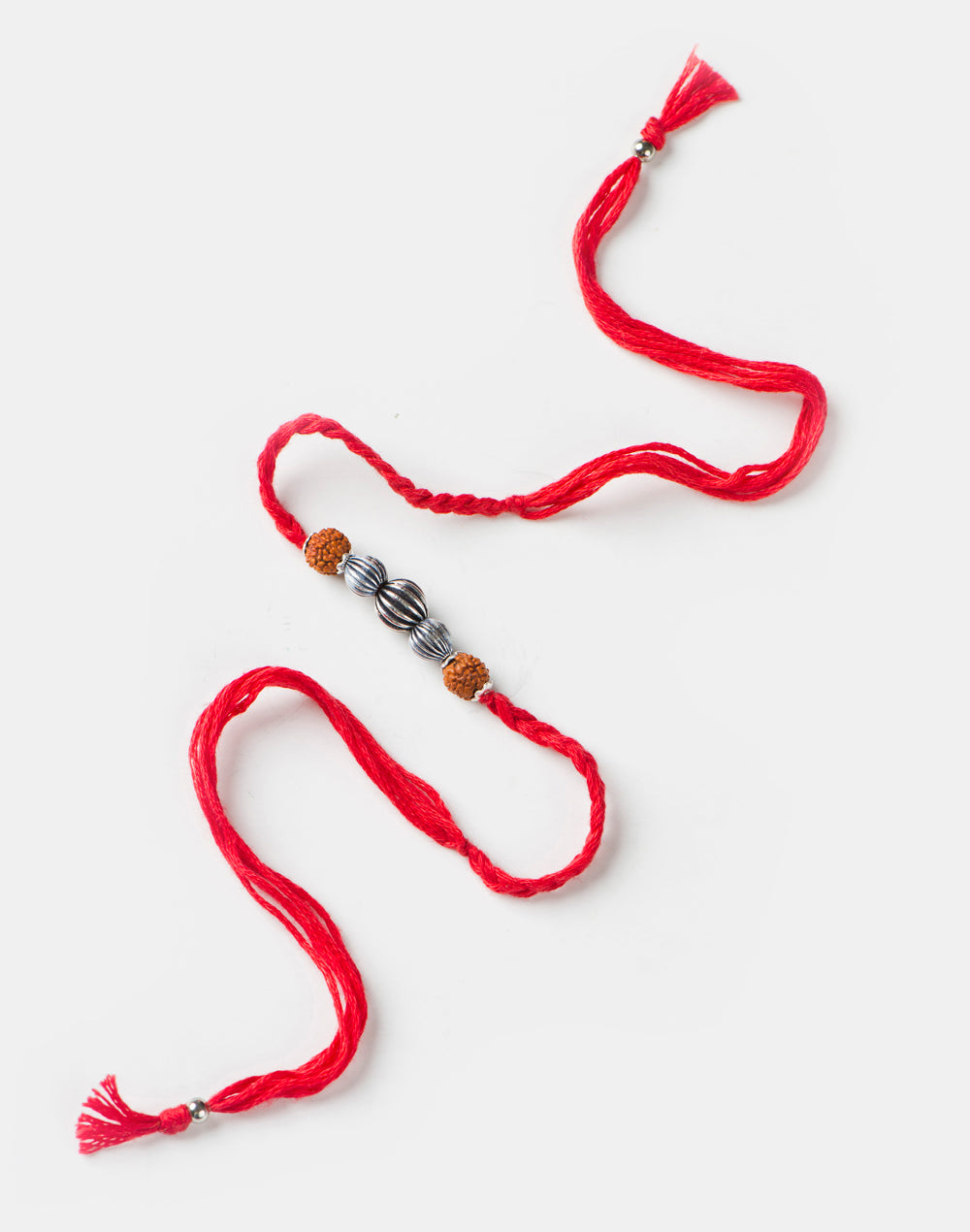 *FREE Red Metal Rudrakash With Silver Beads Rakhi - LIMITED