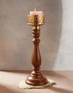 Golden Tejas Wooden Candle Holder