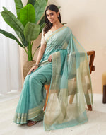 Teal Cotton Silk Blend Maheshwari Woven Wonders Sari