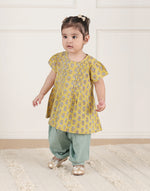 Yellow Cotton Hand Block Printed 2pc Salwar Set