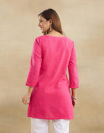 Pink Cotton Short Kurta