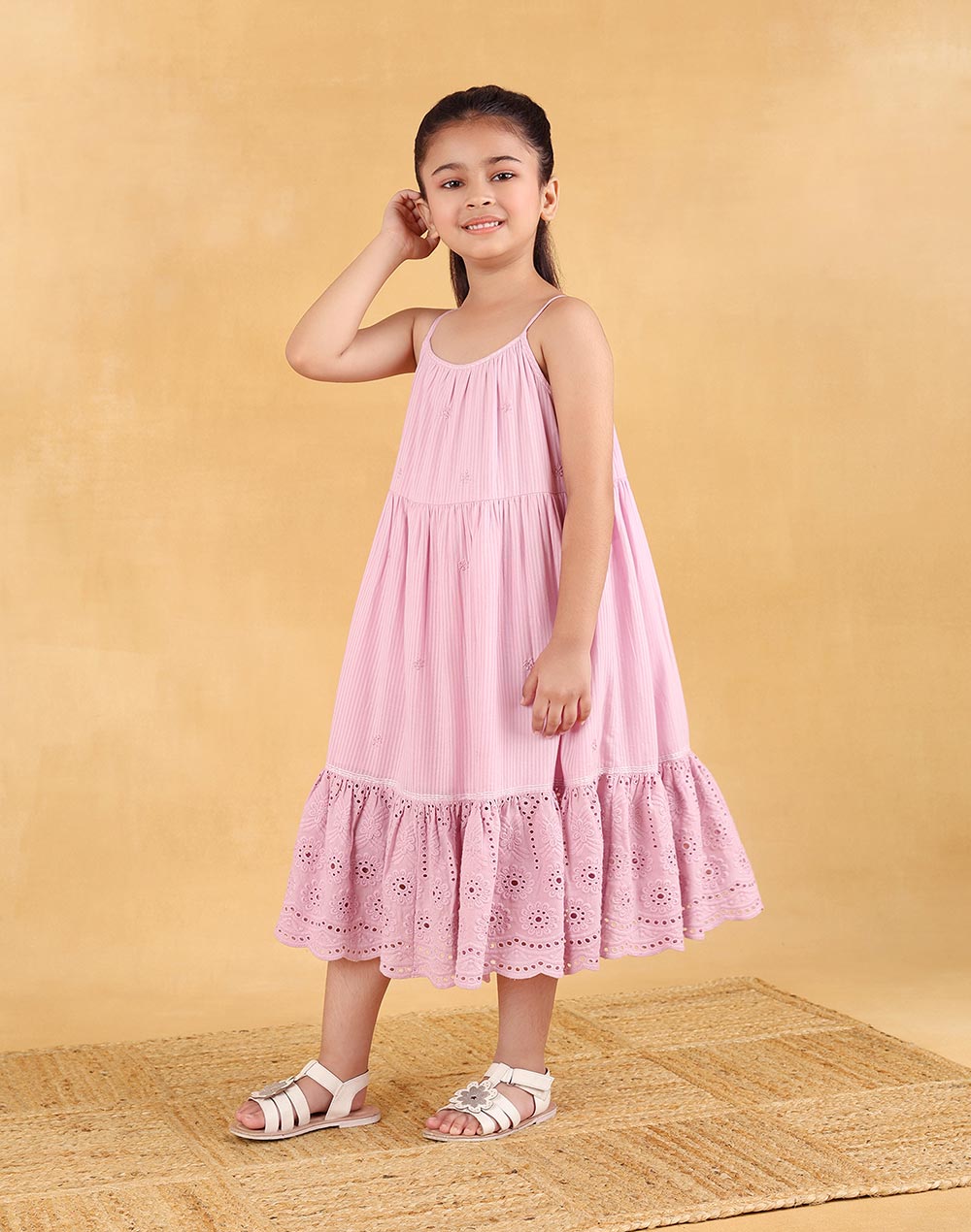 Purple Cotton Chikankari Dress