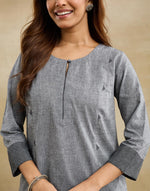 Grey Cotton Long Kurta