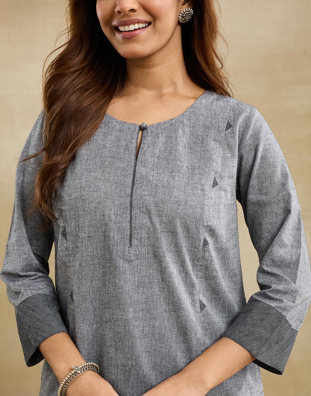 Grey Cotton Long Kurta
