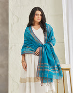 Turquoise Cotton Silk Blend Maheshwari Dupatta