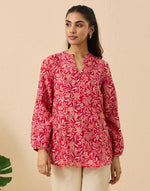 Red Cotton Silk Tunic