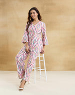 Pink Cotton Ikat Pant & Tunic Set