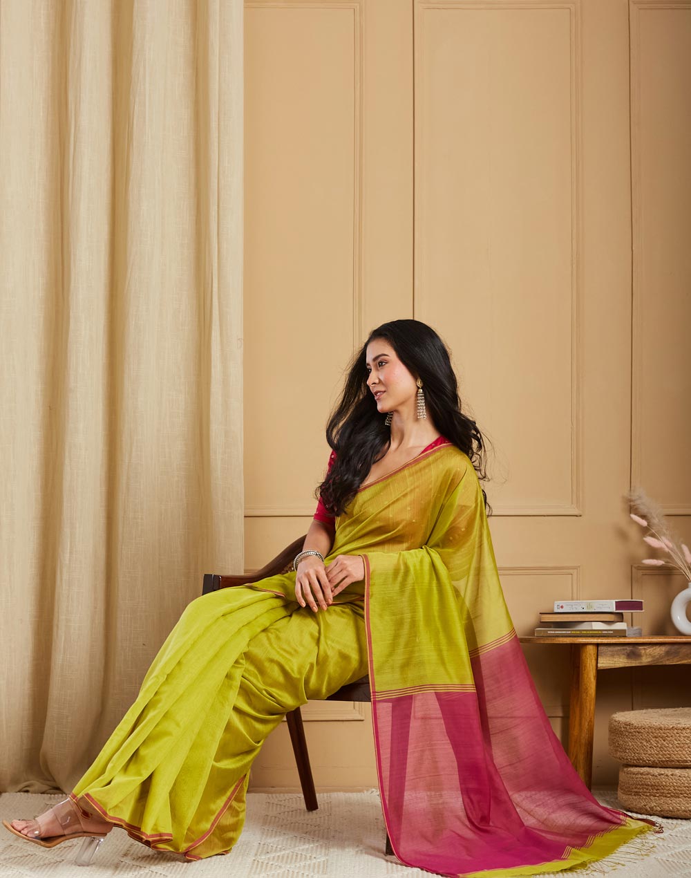 Green Viscose Silk Hand Woven Wonders Sari